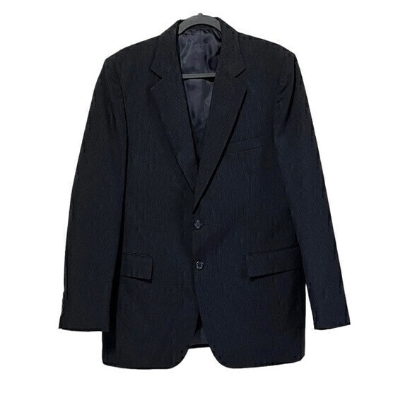 Gino Cappeli Navy Blue Pinstripe Blazer Vest Clip on Tie Set Size 42L‎ - Picture 16 of 16